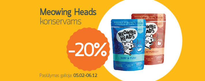 Meowing Heads kačių konservams -20%