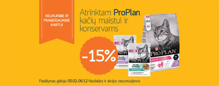 Atrinktam ProPlan kačių maistui ir konservams -15%