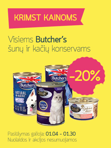 Butcher's šunų ir kačių konservams -20%