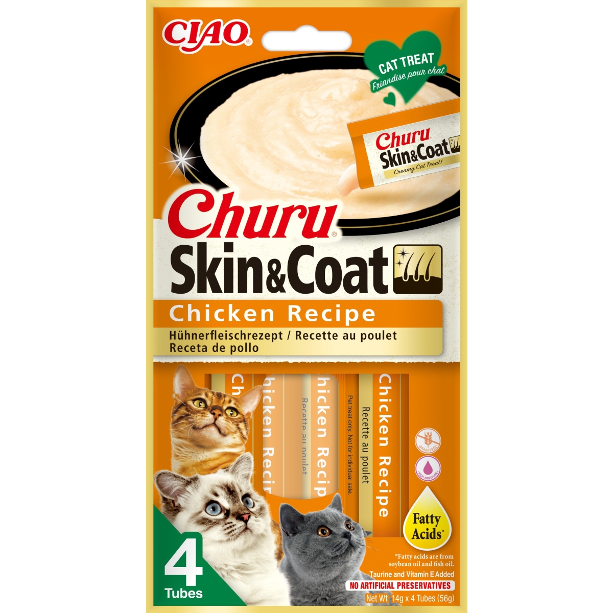 Churu skanėstas katėms Skin & Coat, su vištiena, 56g - 