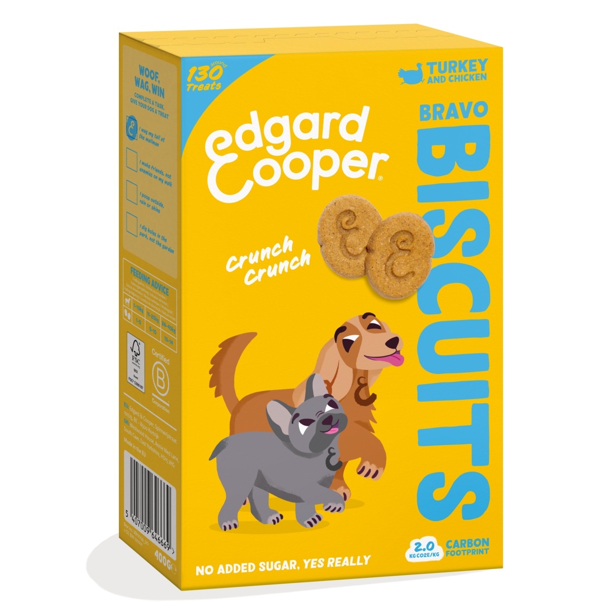 Edgard & Cooper skanėstai šunims su kalakutiena ir vištiena, 400g - 