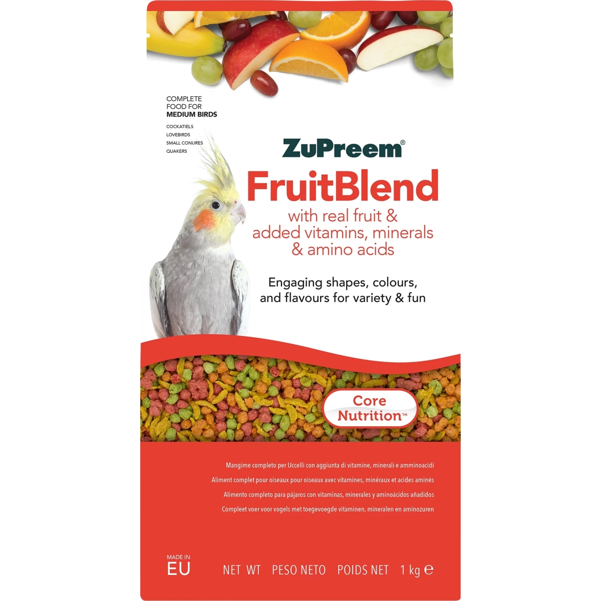 Zupreem Fruitblend maistas vidutinio dydžio paukščiams, 1kg - 