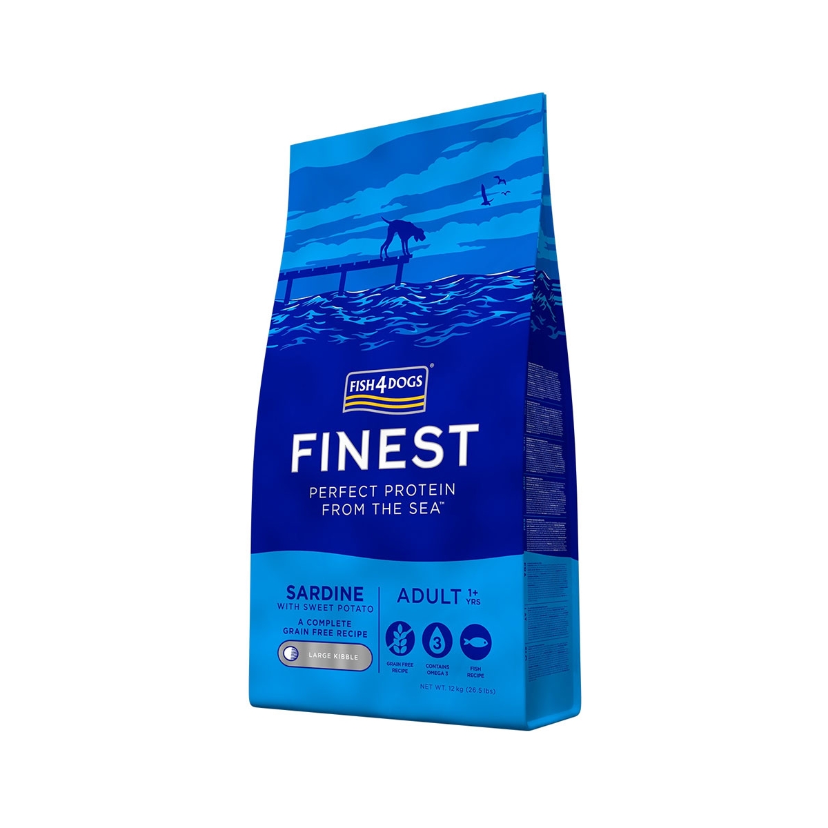 Fish4Dogs Finest Sardine sausas maistas šunims, 12 kg, did.granulėmis - 