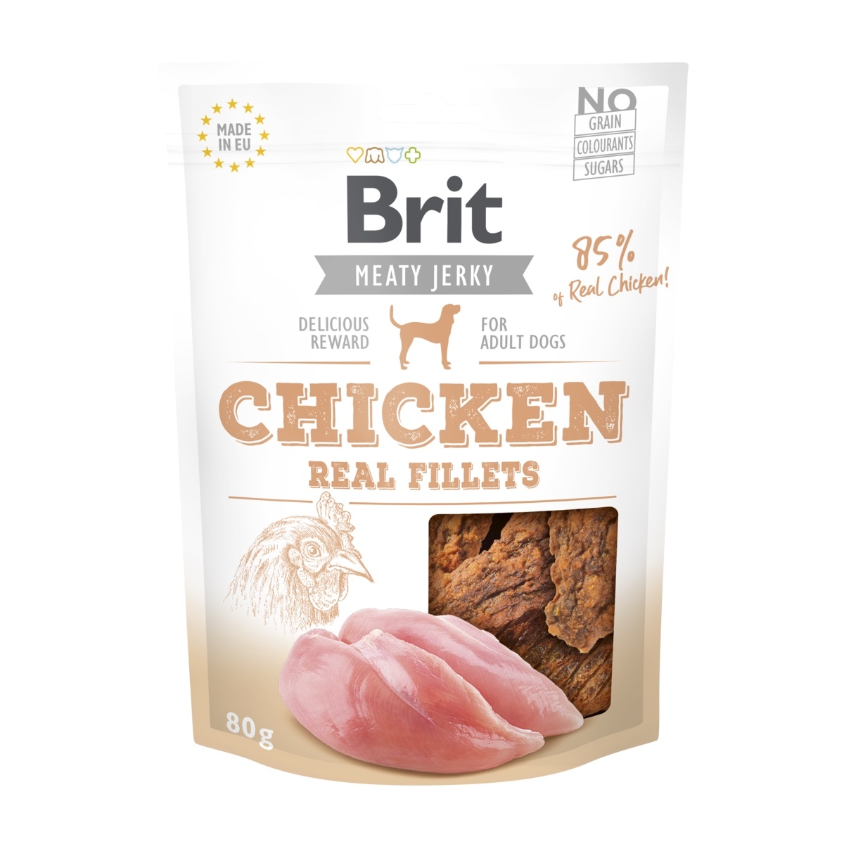BRIT CARE KOERA MAIUS JERKY REAL FILLETS KANA 80G* - 