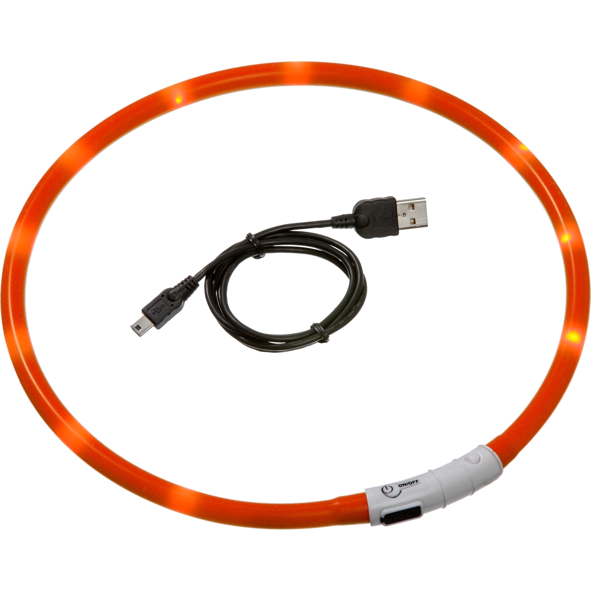 Flamingo LED VISIO šviečiantis antkaklis, 70 cm, oranžinis - 