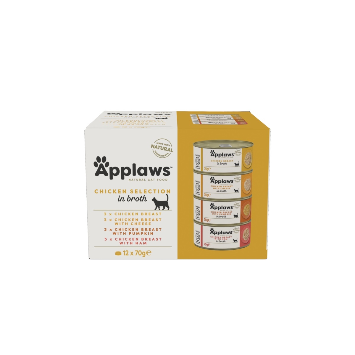 Applaws šlapio maisto rinkinys katėms, vištiena 12 x70 g - 