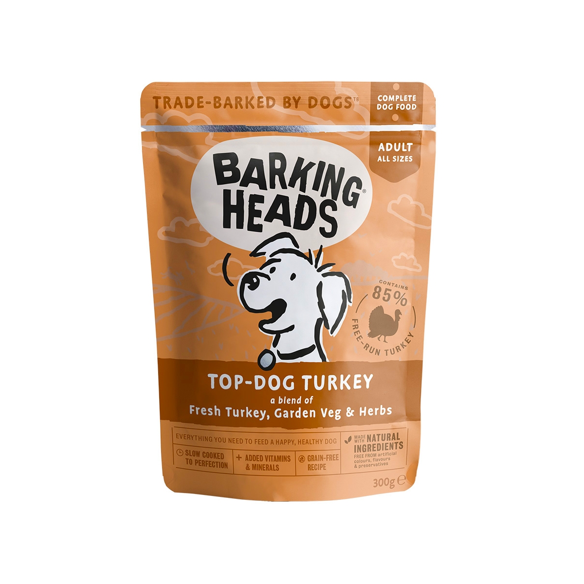 Barking Heads Top Dog konservai šunims su kalakutiena, 300g -  1