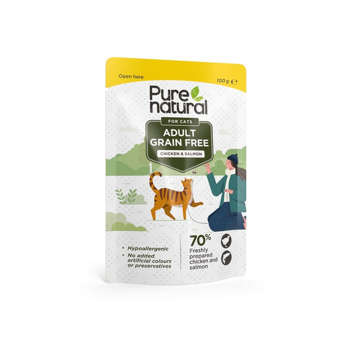 Purenatural konservai katėms su vištiena ir lašiša, 100 g -  1