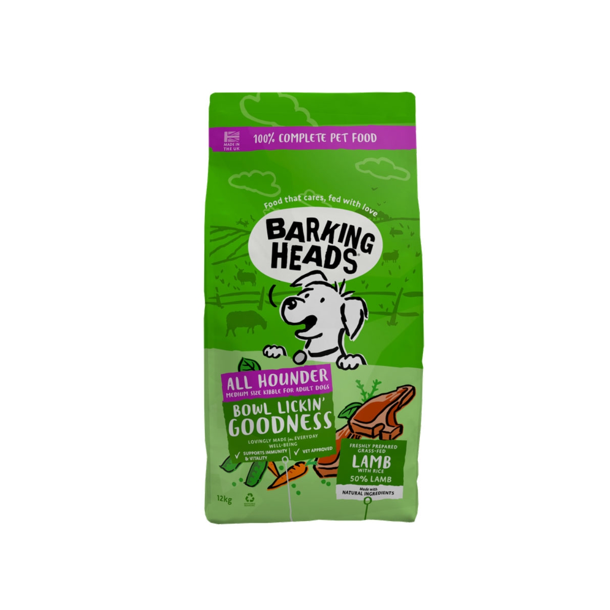 Barking Heads Lickin Goodness sausas maistas šunims su ėriena, 12kg -  1