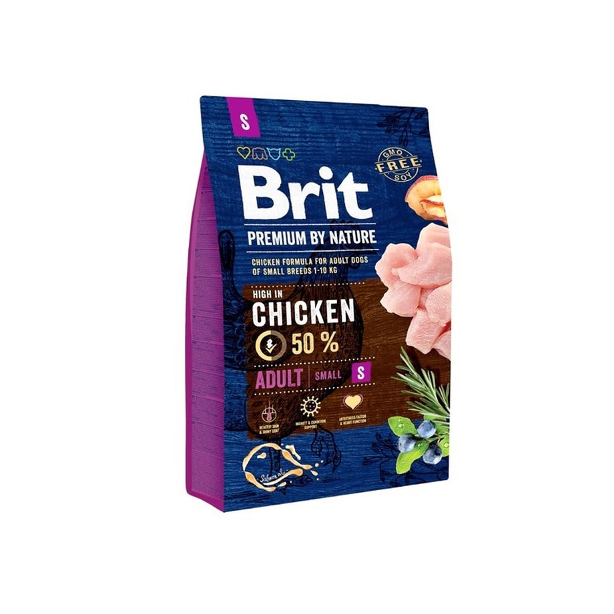 Brit Premium Adult S sausas maistas šunims su višt., 3 kg - 