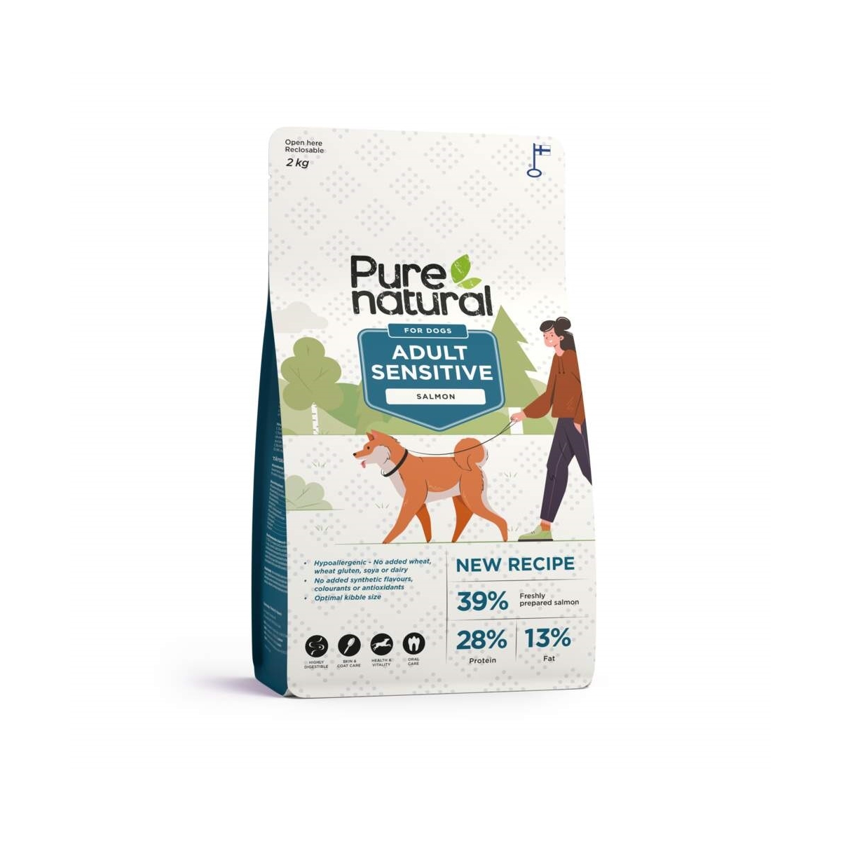 Purenatural Sensitive sausas maistas šunims su lašiša, 2 kg -  1