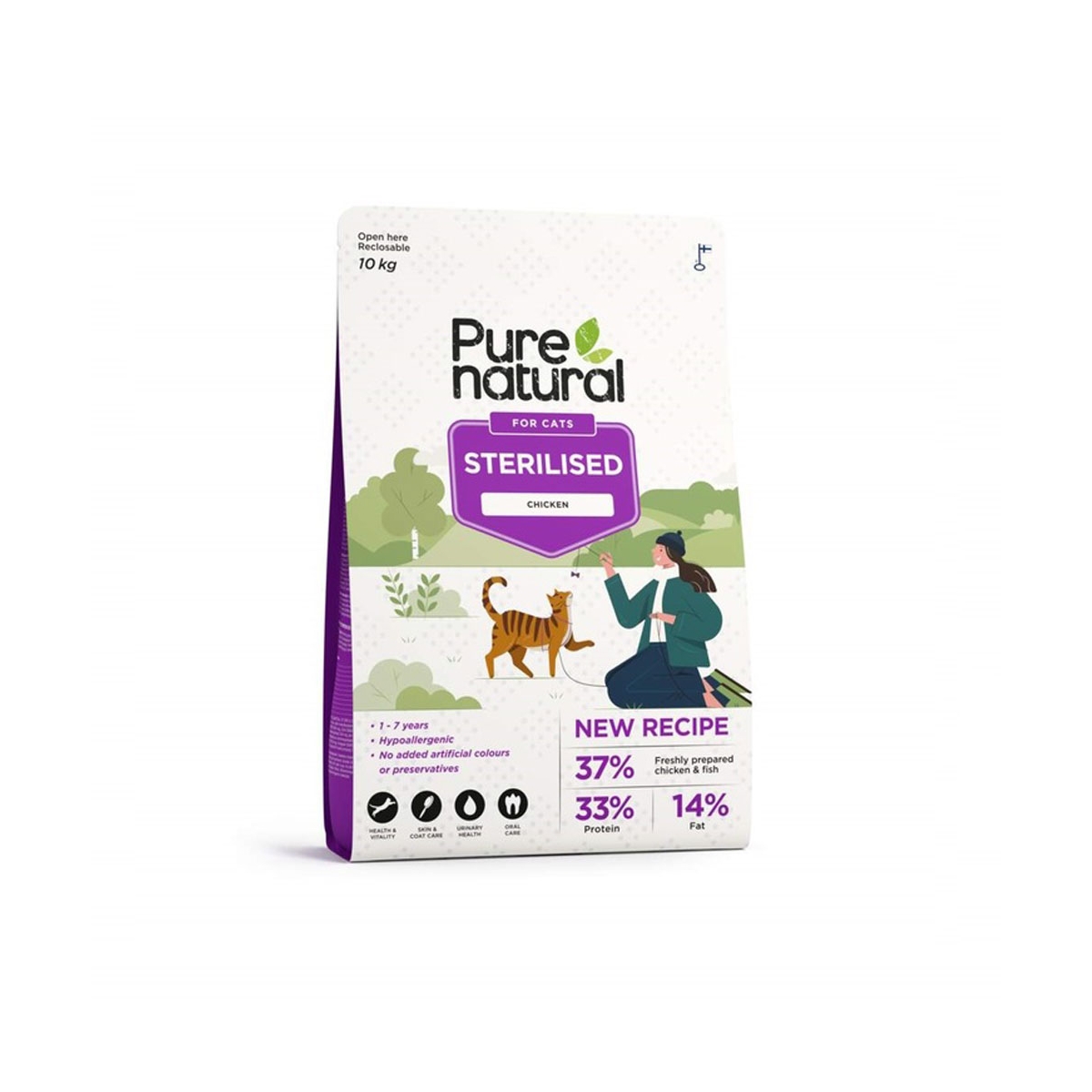 Purenatural maistas sterilizuotoms katėms su vištiena, 10 kg -  1