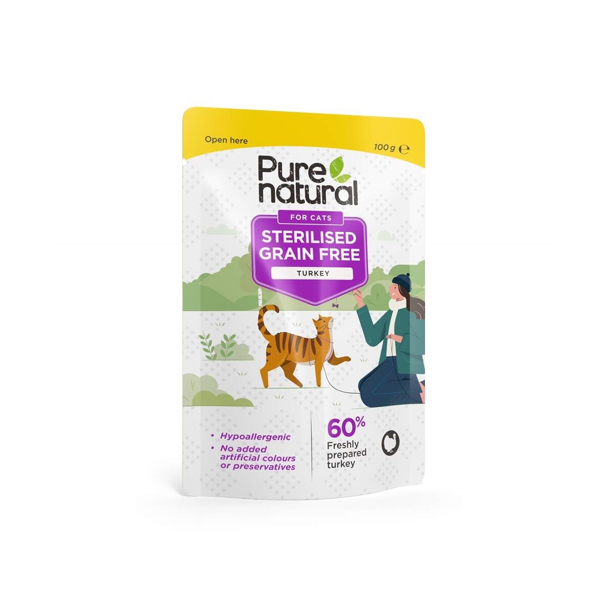 Purenatural konservai sterilizuotoms katėms su kalakutiena, 100 g - 