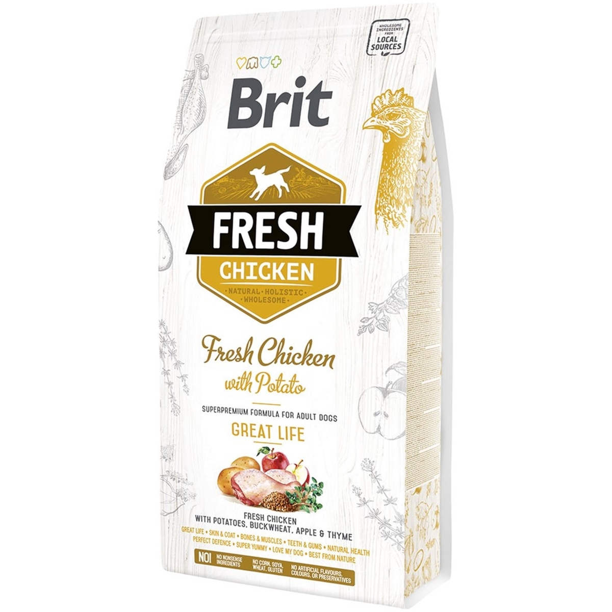 Brit Fresh maistas šunims su vištiena ir bulvėmis 2,5kg - 