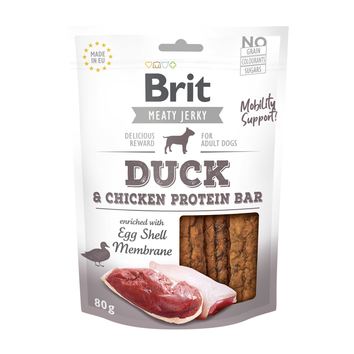 Brit Jerky Snack baltyminis batonėlis šunims su antiena, 80 g - 