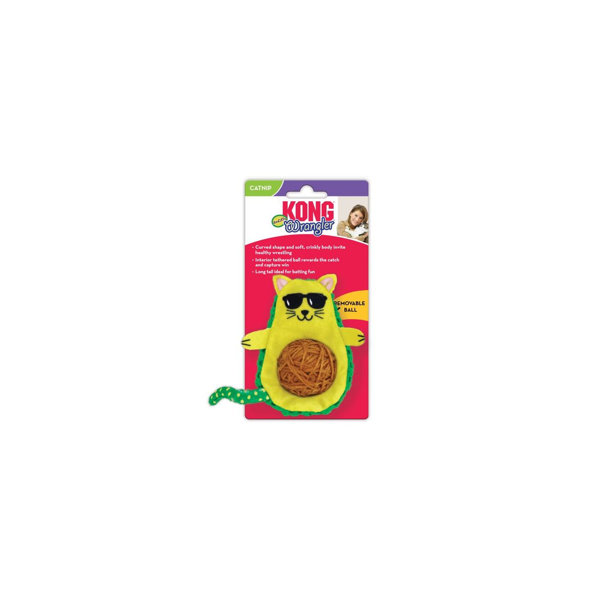 KONG Wrangler AvoCATo žaislas katėms, 7,6 cm -  1
