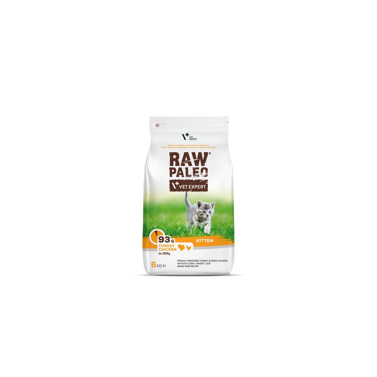 Raw Paleo Kitten sausas maistas kačiukams su kalakut./vištiena, 6 kg - 