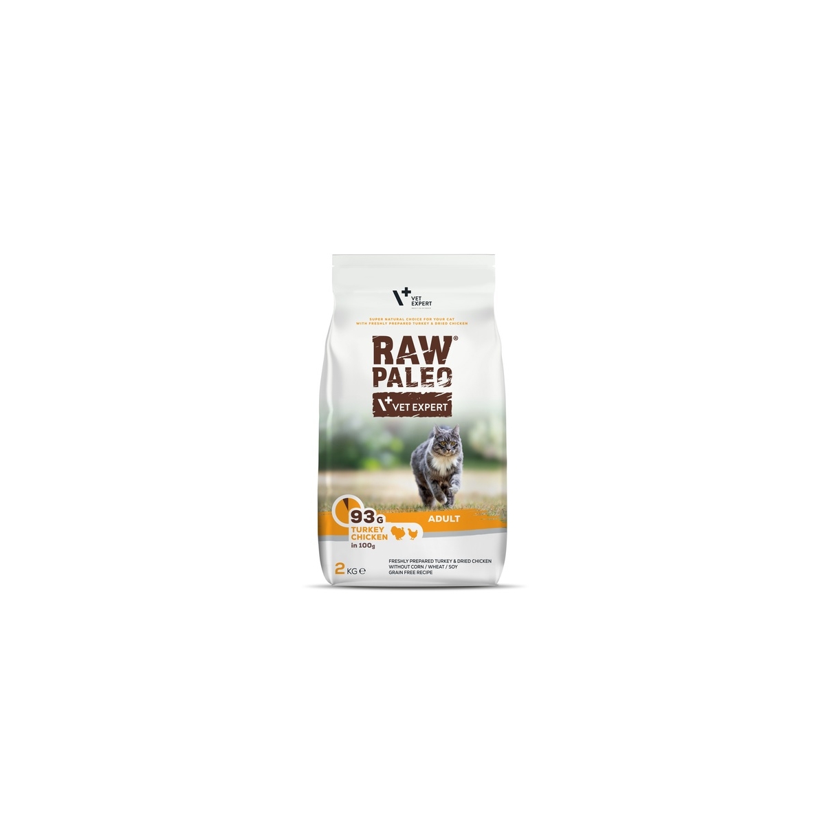Raw Paleo Adult Cat sausas maistas katėms su kalakut./vištiena, 2 kg - 