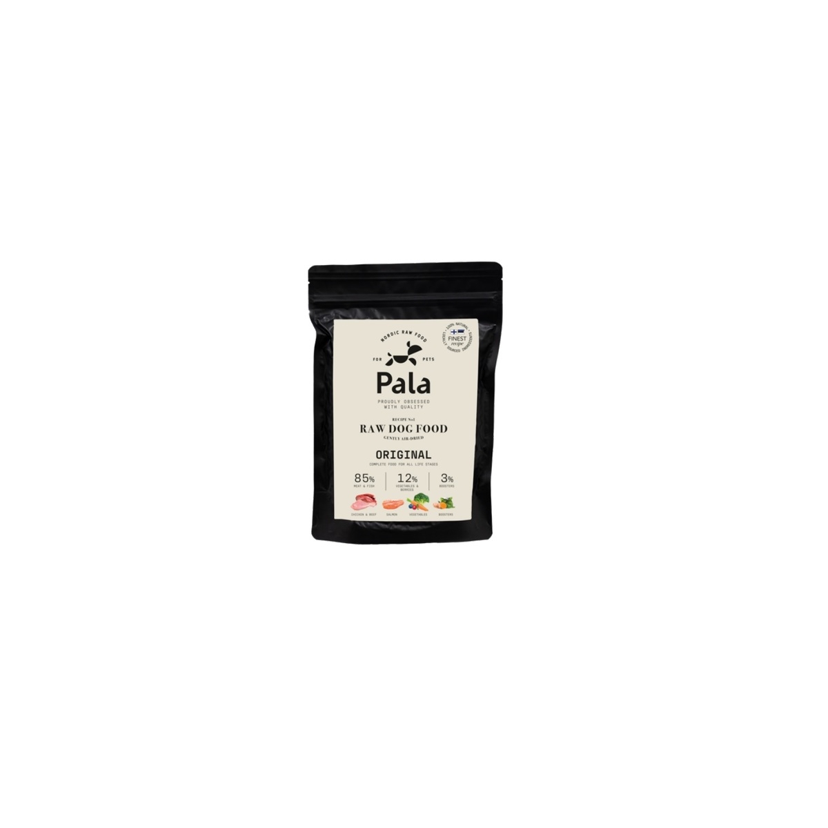 Pala Original Raw Food maistas šunims su višti., jaut., lašiša, 400g