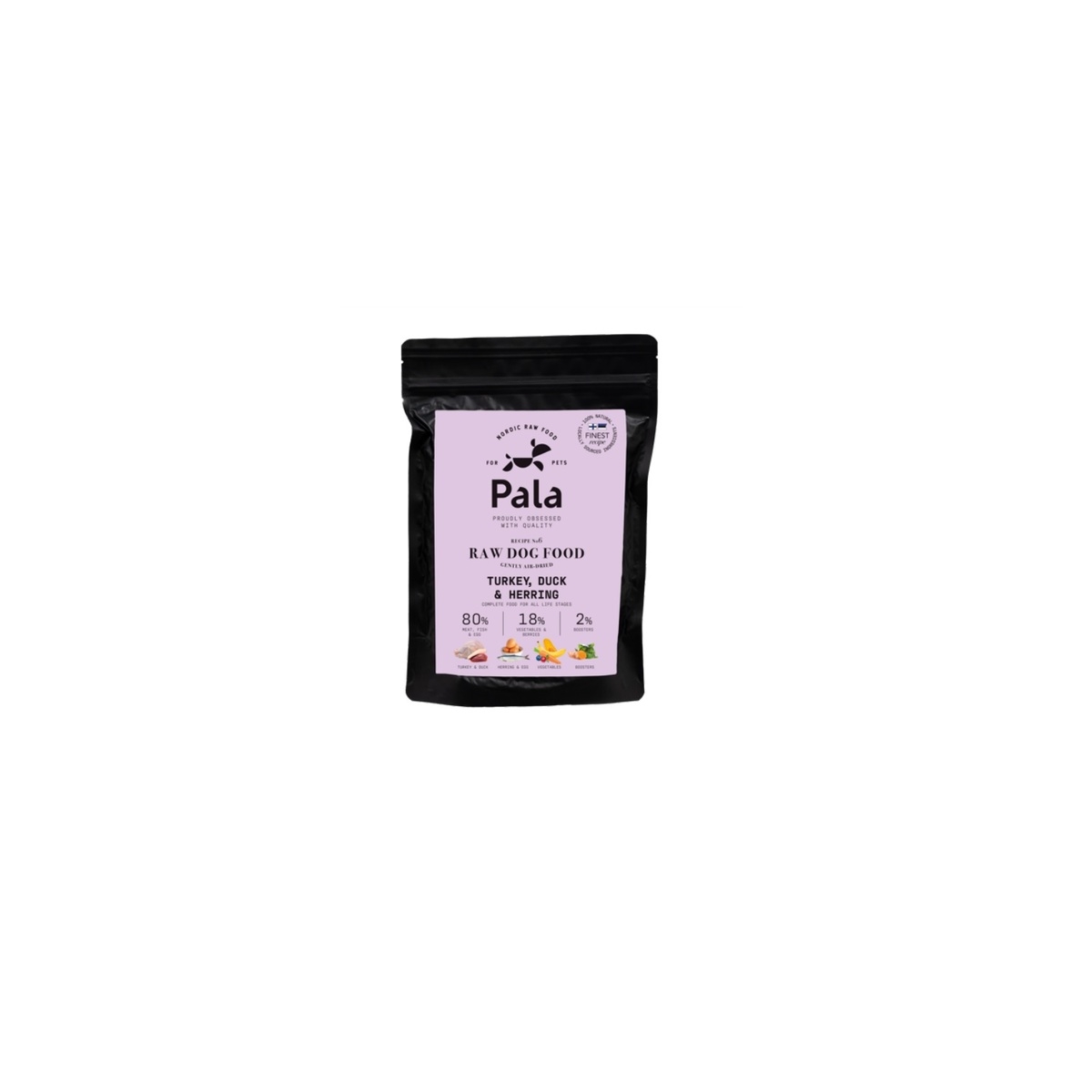 Pala Raw Food maistas šunims su kalakutiena, antiena ir silke, 400 g. -  1