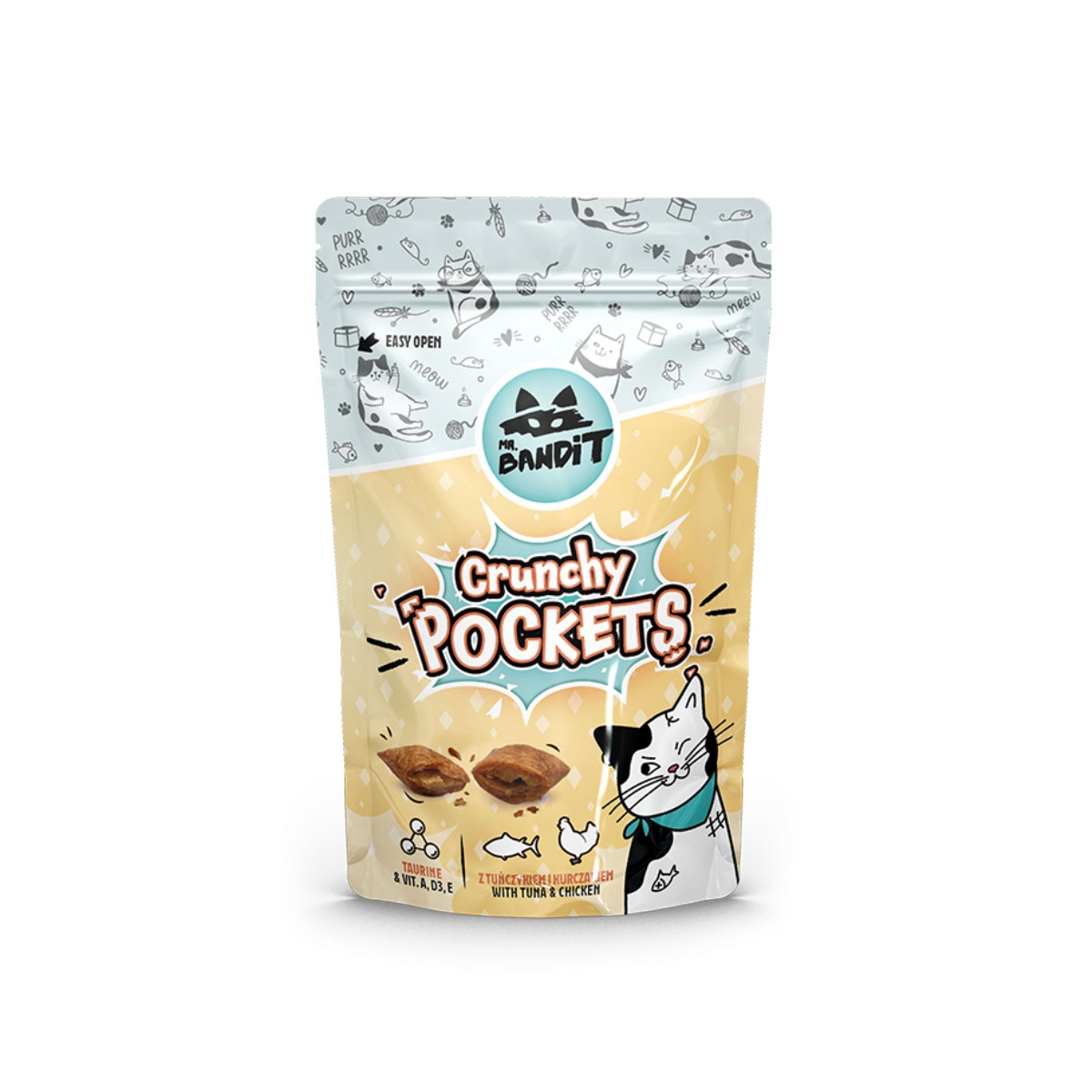Mr.Bandit Crunchy Pockets skanėstai katėms su tunu ir vištiena, 40g - 