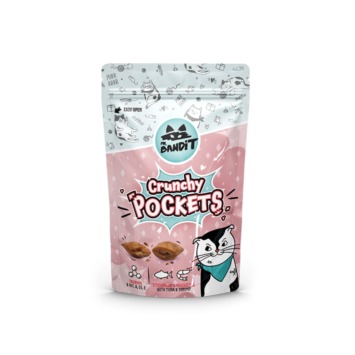 Mr.Bandit Crunchy Pockets skanėstai katėms su tunu ir krevetėmis, 40g - 