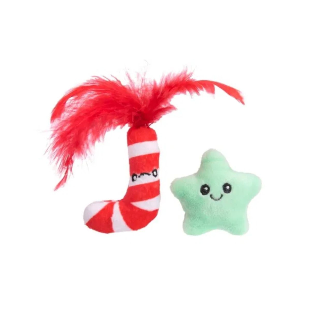 Little & Bigger kalėdiniai žaislai katėms, lazdelė ir žvaigždutė - 