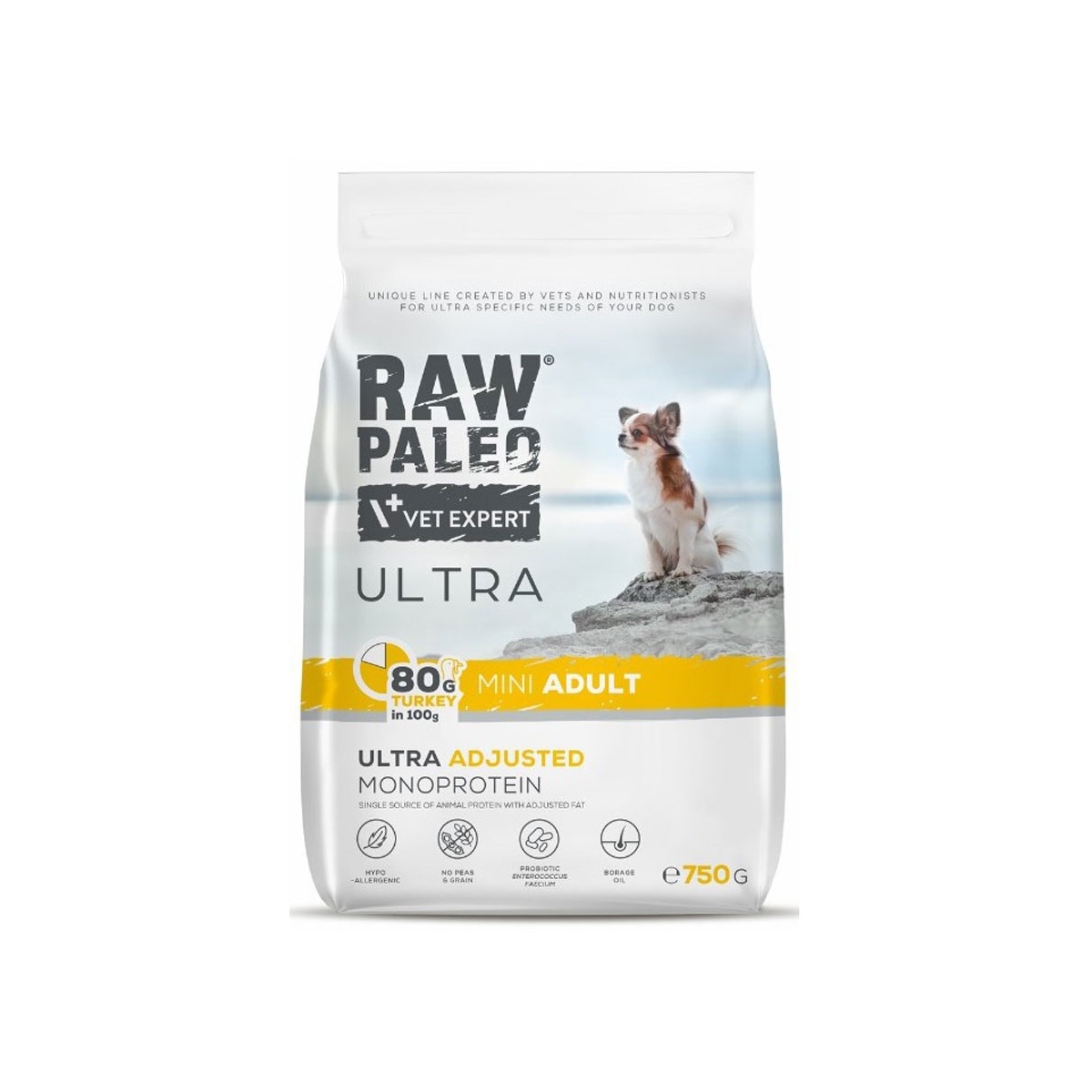 Raw Paleo Ultra adult mini maistas šunims su kalakutiena, 750g - 