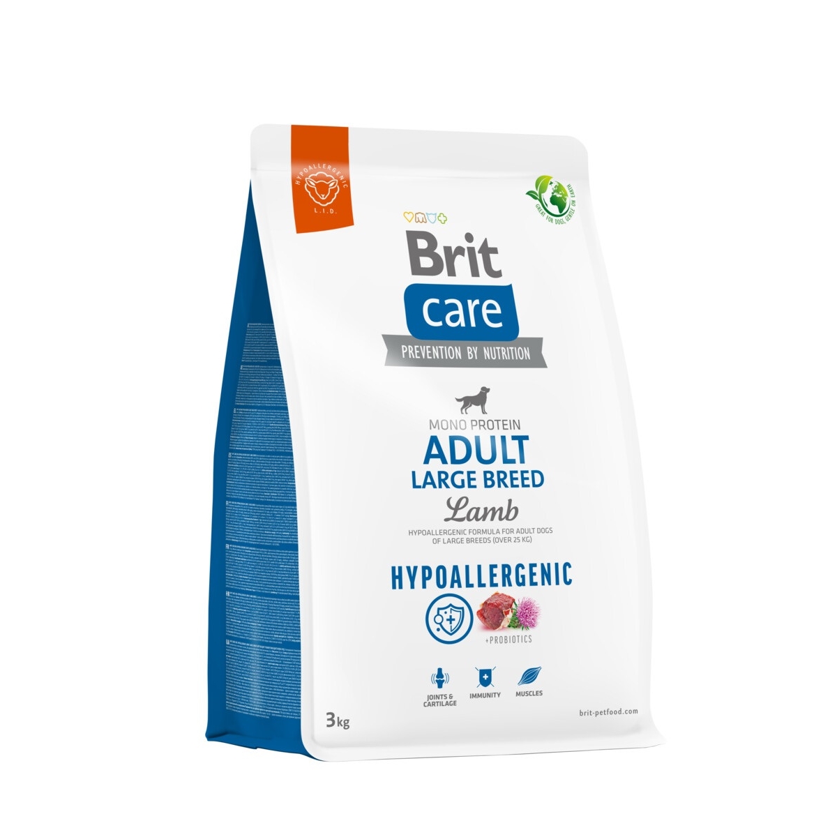 Brit Care Hypoallergenic maistas didelių veislių šunims su ėriena, 3kg - 