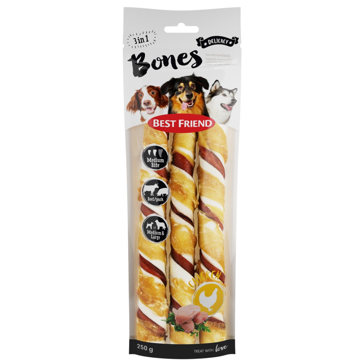 Best Friend 3in1 kramtukai šunims M/L, 3 vnt. - 