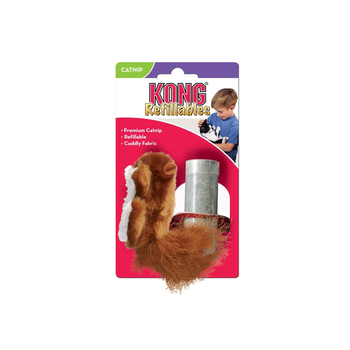 KONG Refillables Squirrel voverės formos žaislas katėms su katžole, 10 cm -  1