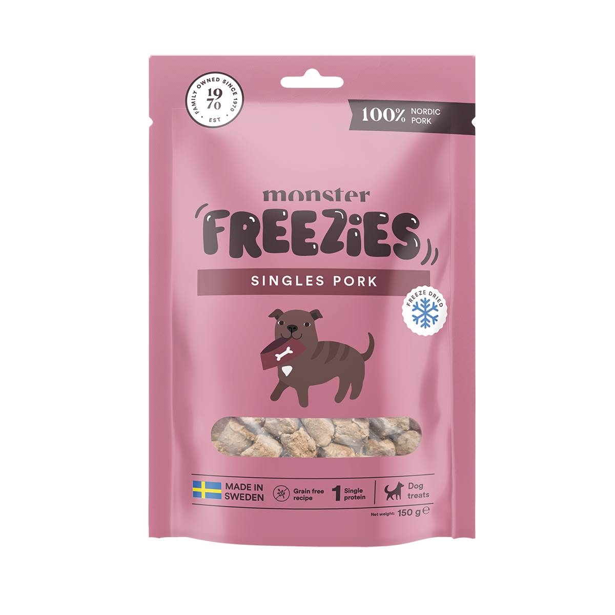 Monster Dog liofilizuotas skanėstas šunims – 100 % kiauliena, 150g - 