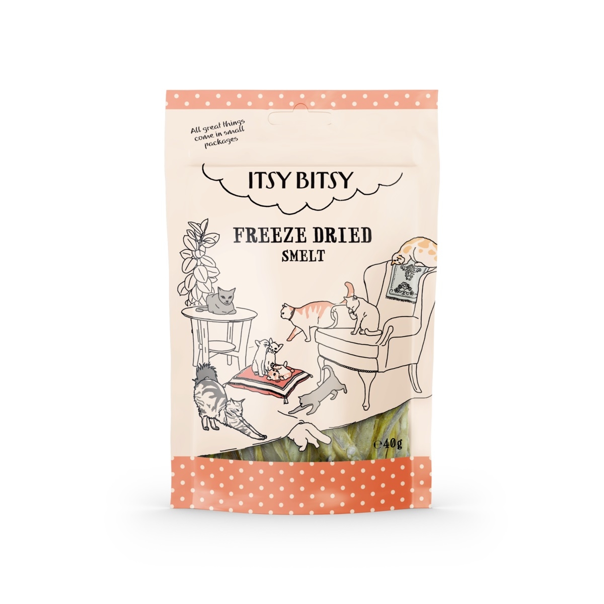 ItsyBitsy liofilizuotas skanėstas katėms, su kalmarais, 40 g - 