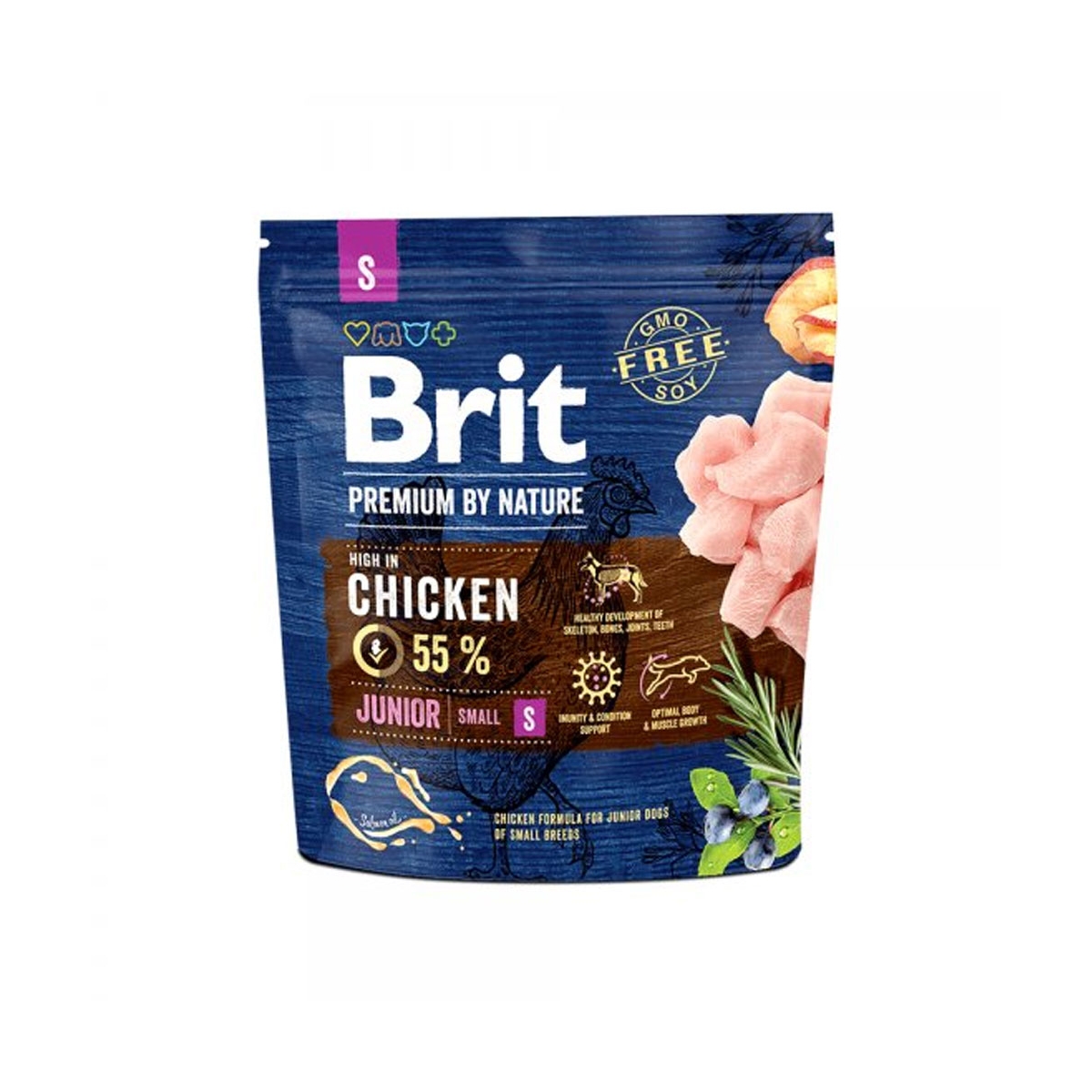 Brit Premium Junior S sausas maistas jauniems šunims su višt., 1 kg - 