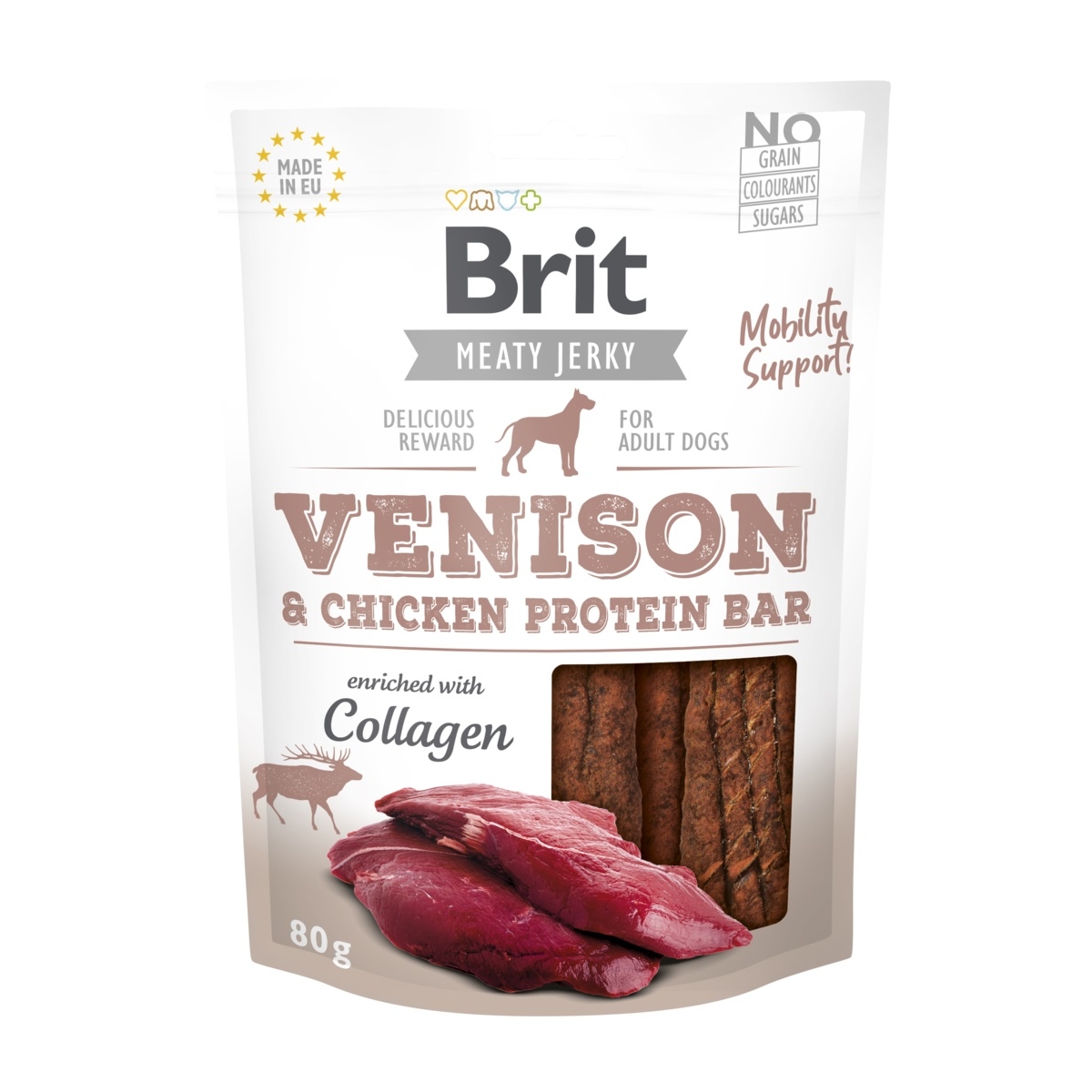 BRIT CARE KOERA MAIUS JERKY PROTEIN BAR HIRV 80G* - 