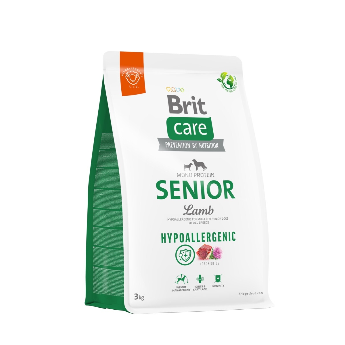 Brit Care Senior Sausas šunų maistas, ėriena/ryžiai, 3 kg - 