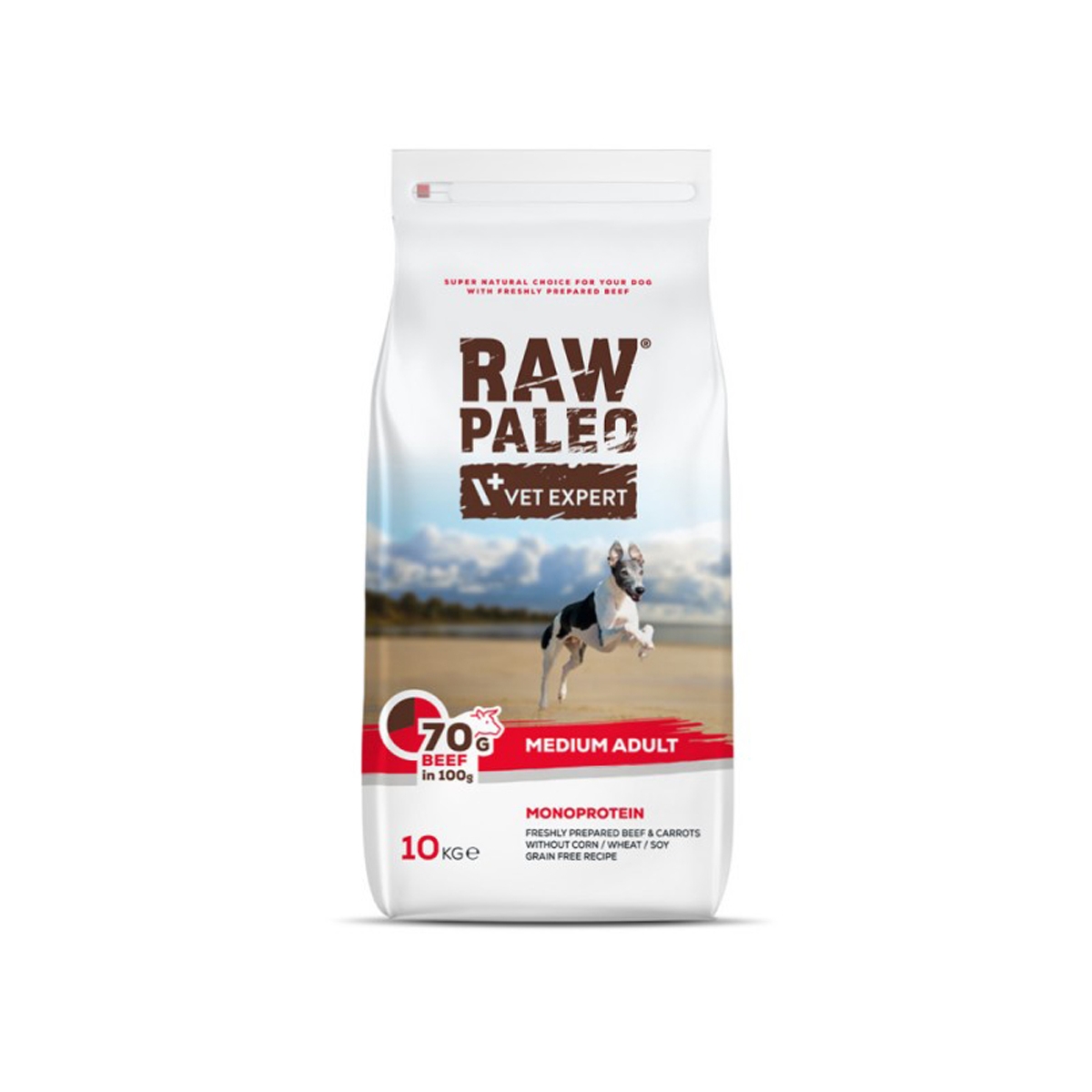 Raw Paleo Adult Medium sausas maistas šunims su jautiena, 10 kg - 