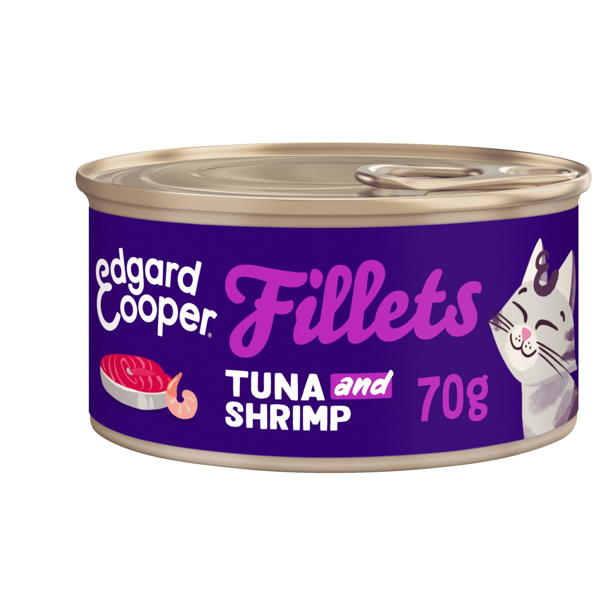 Edgard & Cooper konservuotas maistas katėms su tunu ir krevetėmis, 70g -  1