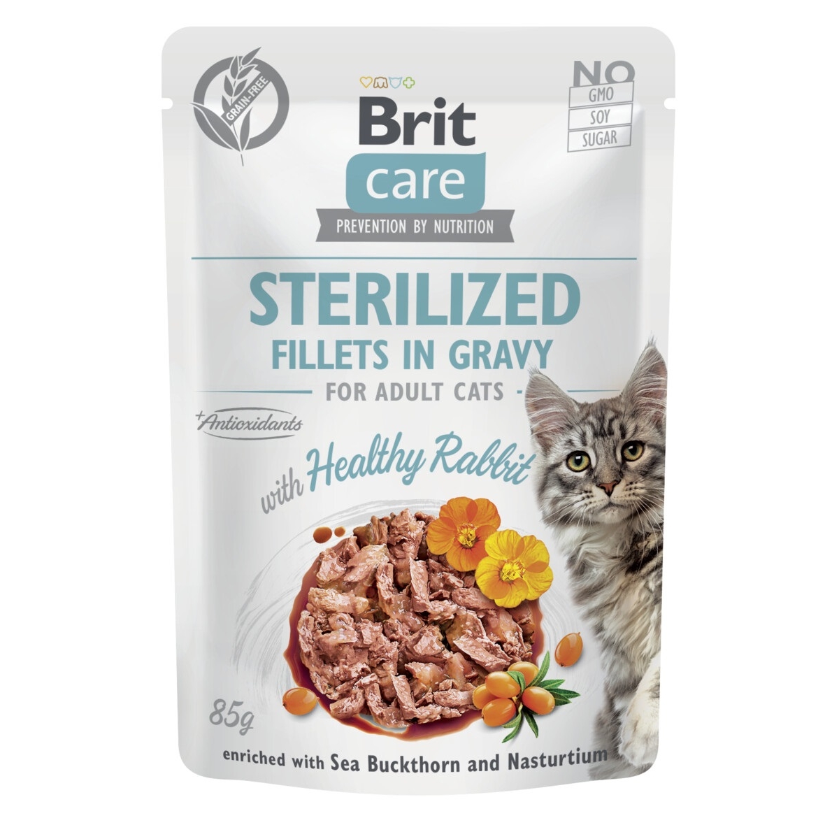 Brit Care konservai sterilizuotoms katėms su triušiena, 85g - 