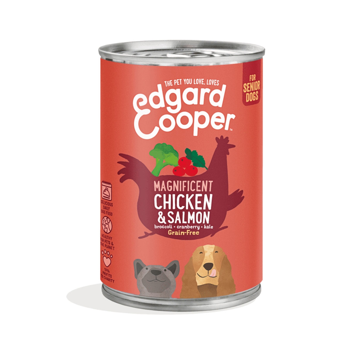 Edgard Cooper konservai šunims-senjorams su vištiena ir lašiša, 400g