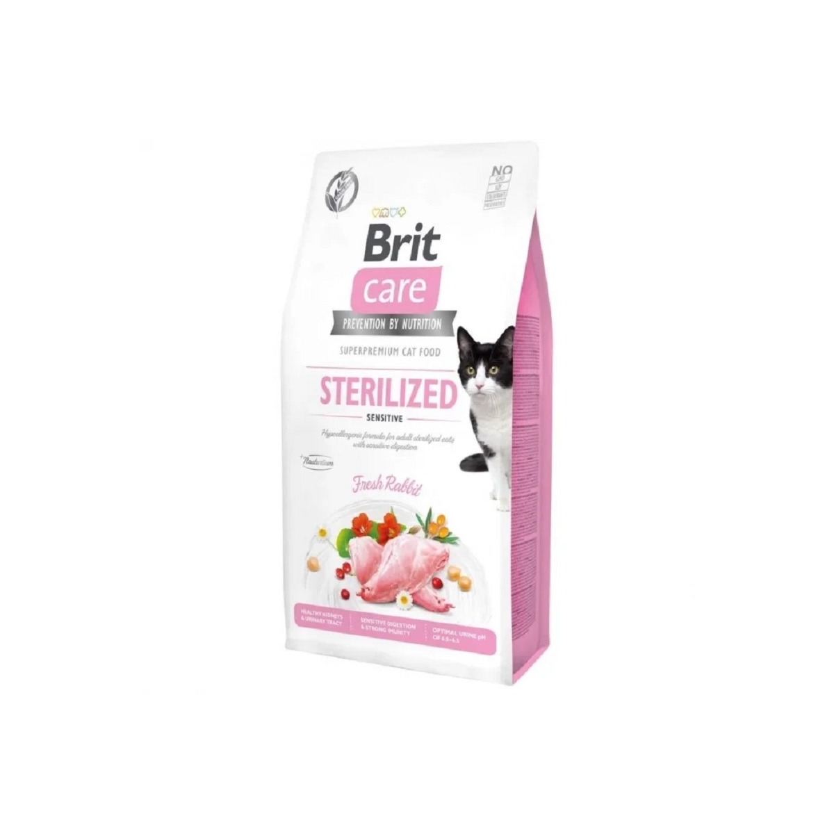 Brit Care Sterilizuotų jautrių kačių sausas maistas su triušiena, 2 kg - 