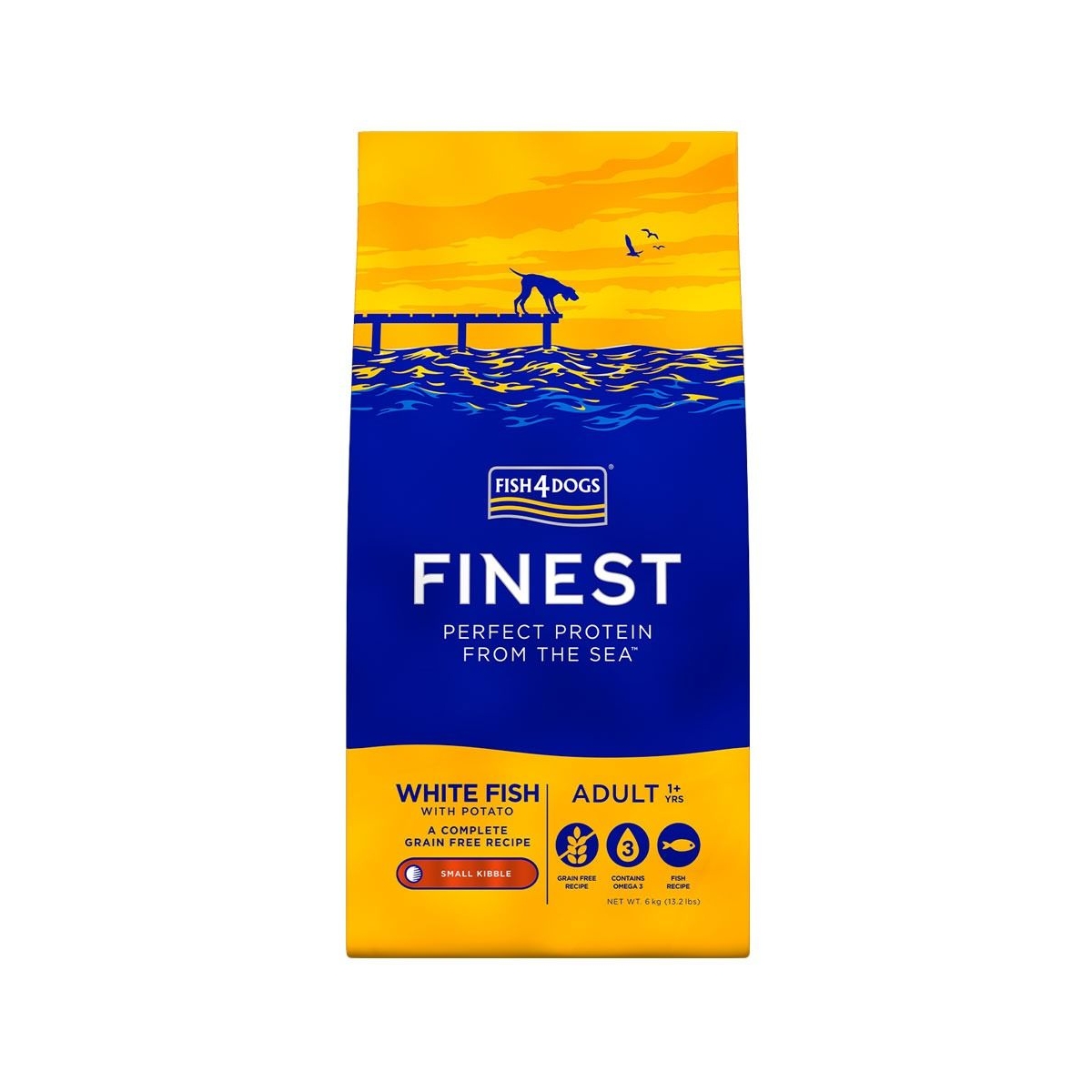 Fish4Dogs Finest White Fish sausas maistas šunims, 6kg, (maž.granulės) - 