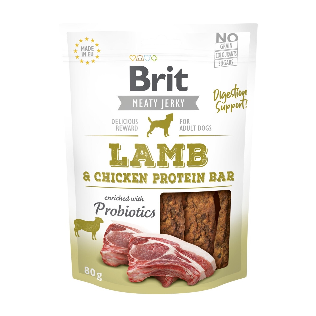 Brit Jerky Snack baltyminis batonėlis šunims su ėriena, 80 g - 