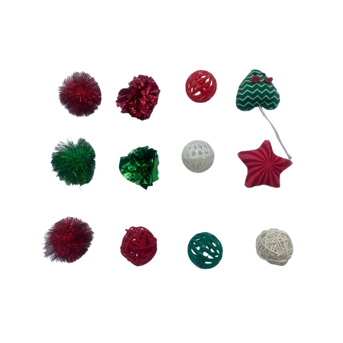 Meow & Me kalėdinių žaislų rinkinys katėms, 12 vnt. - 