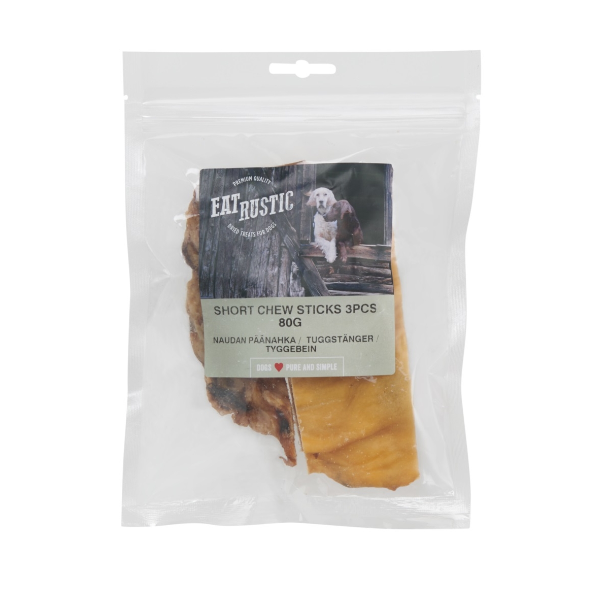 Eat Rustic natūralus skanėstas šunims – jautienos odos juost., 90g -  1