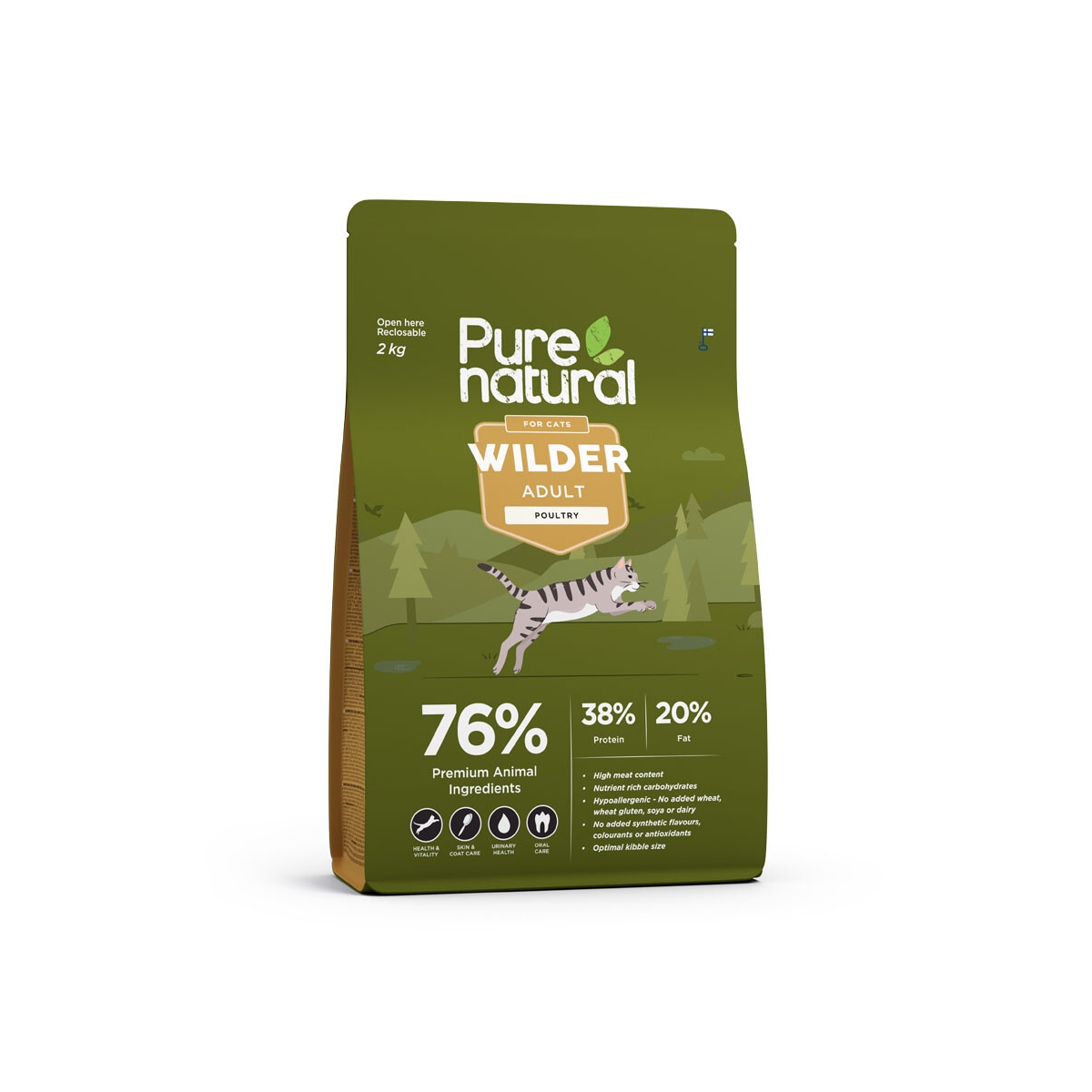 PURENATURAL WILDER SAUSAS MAISTAS KATĖMS SU PAUKŠTIENA, 2 KG - 