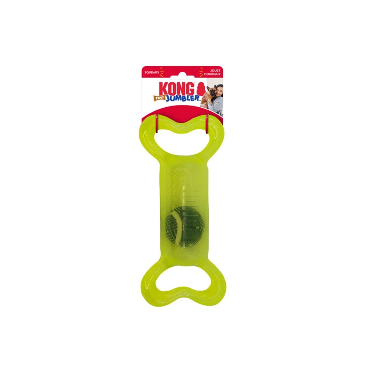 KONG Jumbler Tug guminis žaislas šunims, S/M dydžio, įv. rūšių -  1