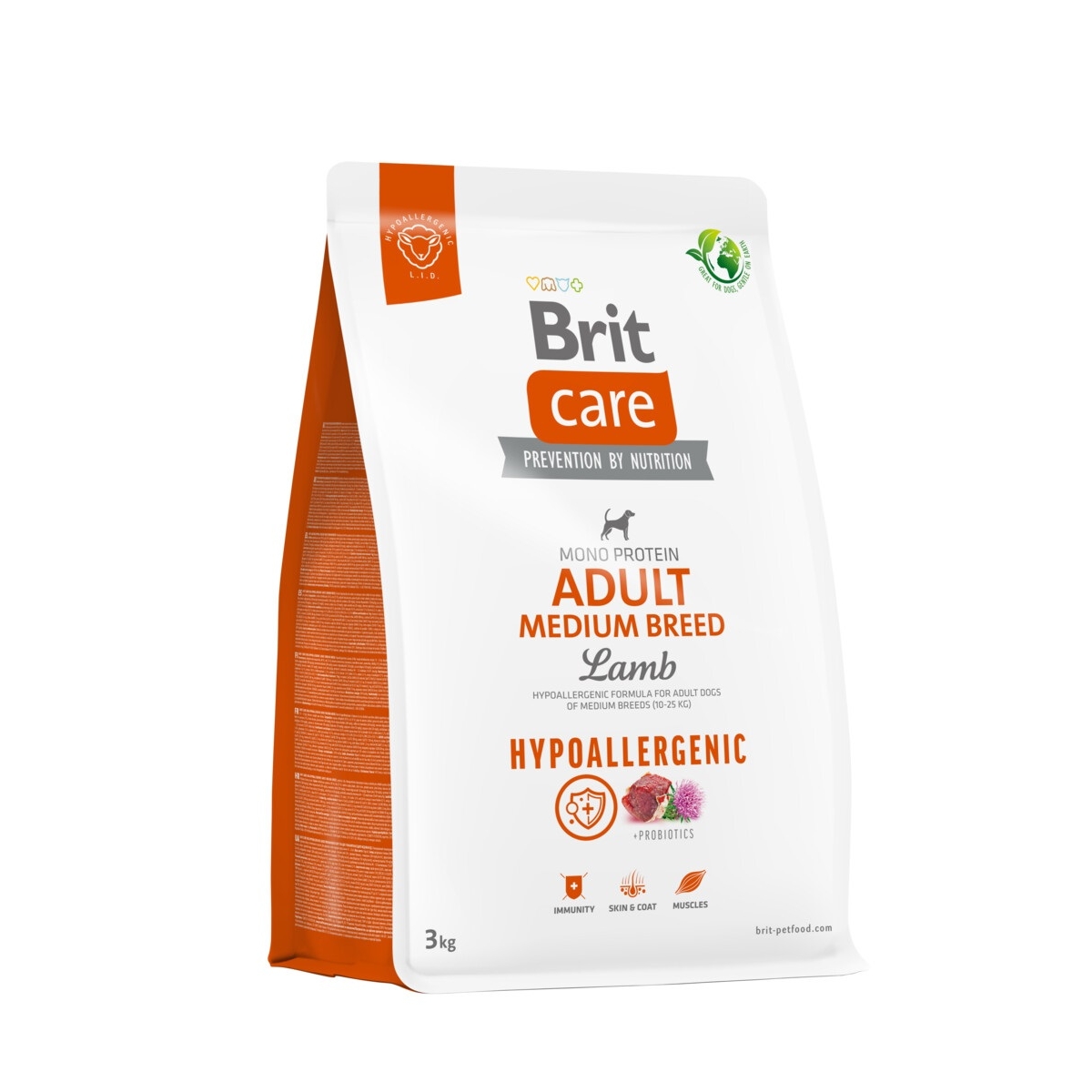 Brit Care Hypoallergenic vidutinio dydžio šunims, ėriena/ryžiais, 3kg - 