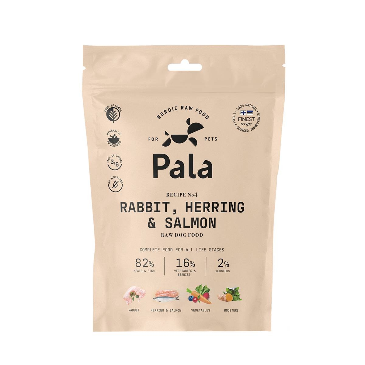 PALA RAW FOOD MAISTAS ŠUNIMS SU TRIUŠIENA, SILKE IR LAŠIŠA, 400 G - 