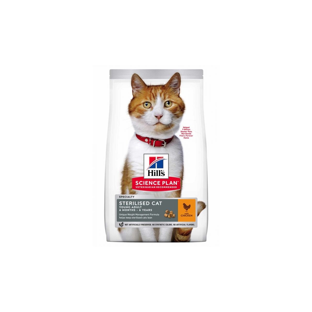 Hill’s Science Plan Sterilised Young Adult maistas su vištiena, 3 kg -  1